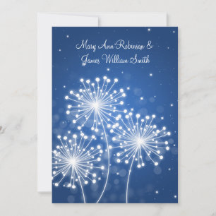 Elegant Reception Summer Sparkle Sapphire Blue Invitation