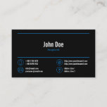 Elegant Receptionist Logo Blue Lines Icons Black Business Card