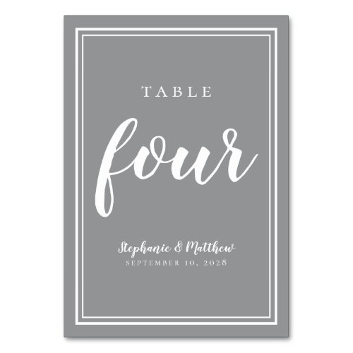 Elegant Receptions Four Modern Guest Dinner Gray Table Number