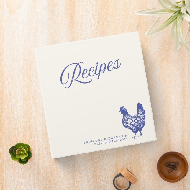 Elegant Recipe Blue Chicken Custom Photo 3 Ring Binder (In Situ)