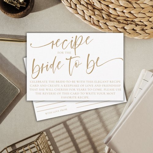 Elegant Recipe Bride to Be Calligraphy Enclosure Card