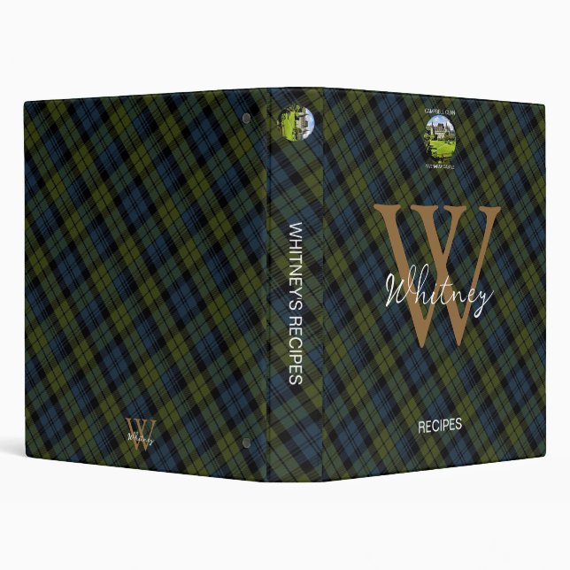 Elegant Recipe Campbell Clan Tartan Monogram Name 3 Ring Binder (Background)