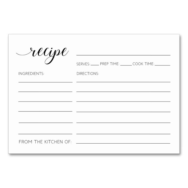 Elegant Recipe Cards Bridal Shower (Front)