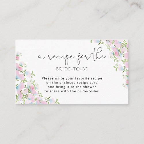 Elegant Recipe for the Bride_To_Be Enclosure Card