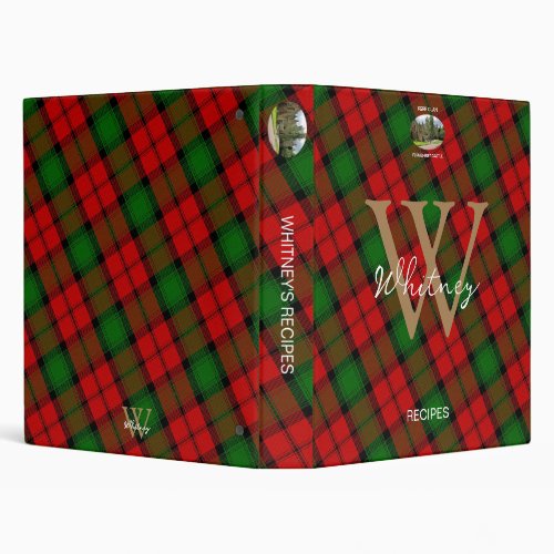 Elegant Recipe Kerr Clan Tartan Monogram Name 3 Ring Binder