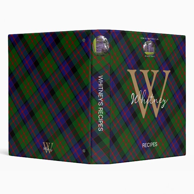 Elegant Recipe MacDonald Clan Tartan Monogram Name 3 Ring Binder (Background)