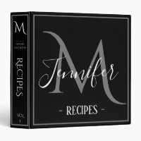 Elegant Recipe Monogram 3 Ring Binder