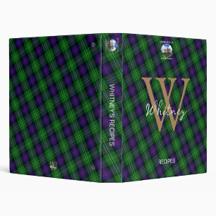 Elegant Recipe Sutherland Tartan Monogram Name 3 Ring Binder