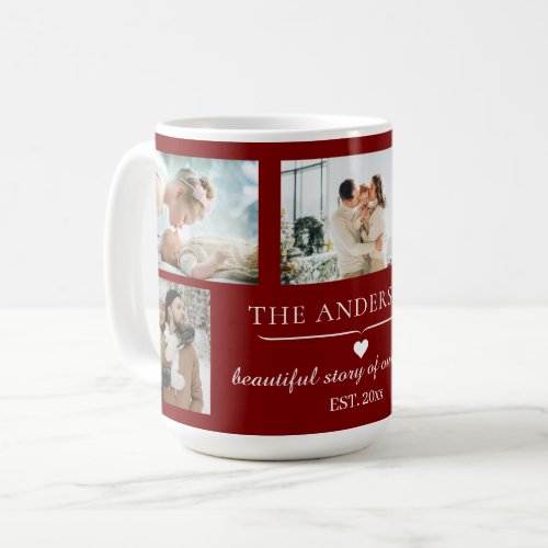 Elegant Red 5-Photo Family Collage Custom