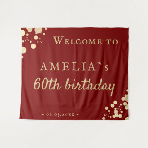 Elegant Red 60th Birthday Party Welcome Backdrop