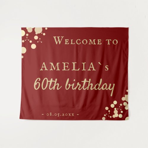 Elegant Red 60th Birthday Party Welcome Backdrop
