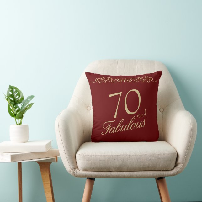 Elegant Red 70 and Fabulous 70th Birthday  Throw Pillow (Chair)