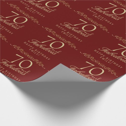 Elegant Red 70 and Fabulous 70th Birthday  Wrapping Paper