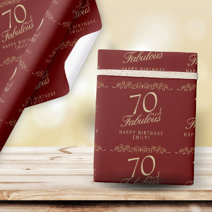 Elegant Red 70 and Fabulous 70th Birthday Wrapping Paper