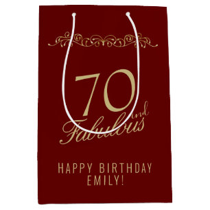 Elegant Red 70 and Fabulous Ornament 70th Birthday Medium Gift Bag