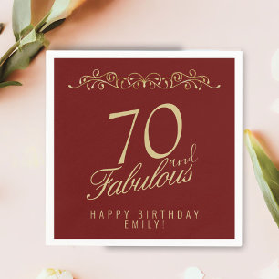 Elegant Red 70 and Fabulous Ornament 70th Birthday Napkins