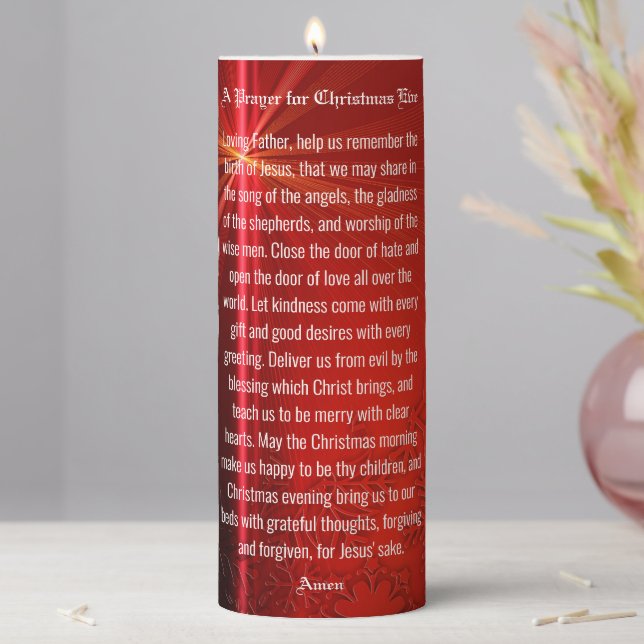 Elegant Red, A Prayer for Christmas Eve Pillar Candle (In Situ)
