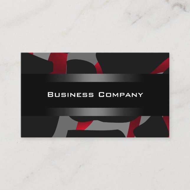 Elegant Red Abstract Black Business Card Company (Front)