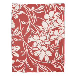 Elegant Red Abstract Floral Illustration Duvet Cover