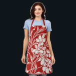 Elegant Red Abstract Floral Illustration Pattern Apron<br><div class="desc">This stylish apron features an elegant botanical pattern of vintage abstract floral illustrations in red and white. Great year round or as added festive vibes for Christmas.</div>