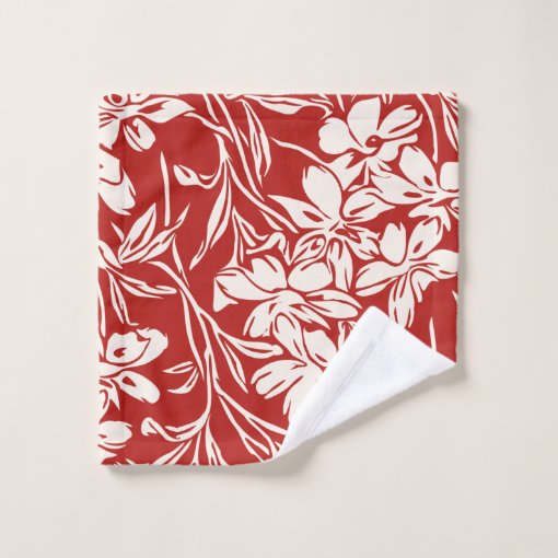 Elegant Red Abstract Floral Illustration Pattern Bath Towel Set Zazzle