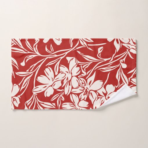Elegant Red Abstract Floral Illustration Pattern Bath Towel Set Zazzle