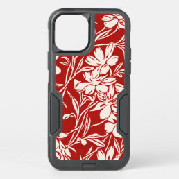 Elegant Red Abstract Floral Illustration Pattern OtterBox Commuter iPhone 12 Case