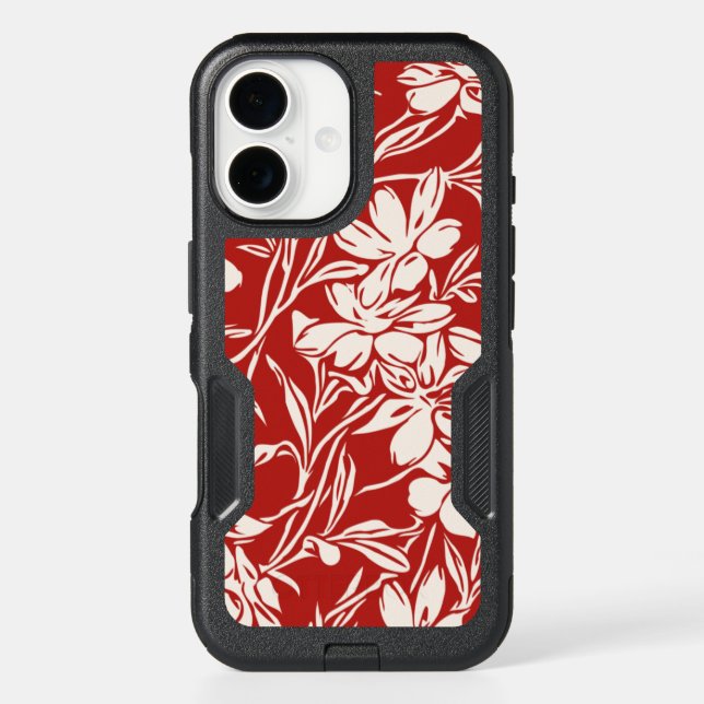 Elegant Red Abstract Floral Illustration Pattern Otterbox iPhone Case (Back)