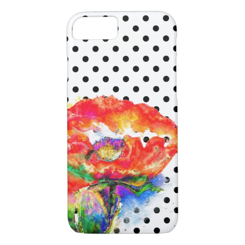 Elegant red abstract floral watercolor painting iPhone 87 case