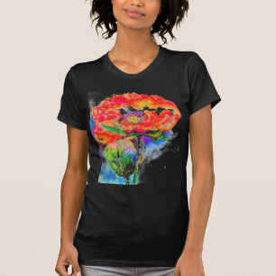 Elegant red abstract floral watercolor painting T-Shirt