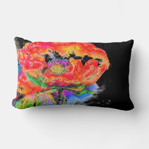 Elegant red abstract watercolor painting lumbar pillow