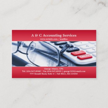 Elegant Red Accounting Business Card by zazzlez_com at Zazzle
