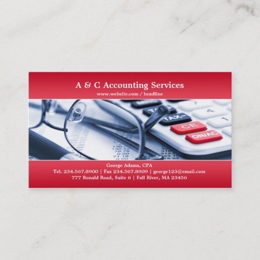 Customizable Elegant Red Accounting Business Card