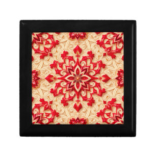 Elegant Red and Beige Ornamental Pattern Gift Box