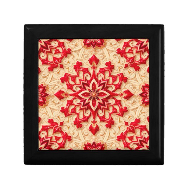 Elegant Red and Beige Ornamental Pattern Gift Box (Front)