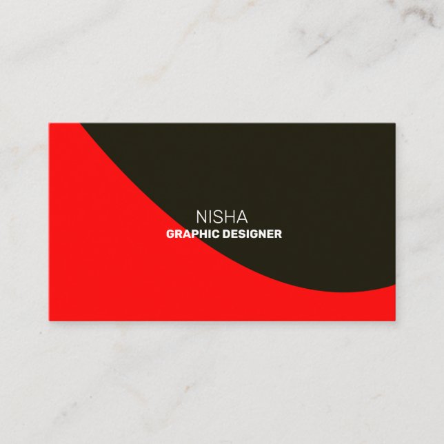 Elegant Red and Black Abstract Modern Business Card (Front)