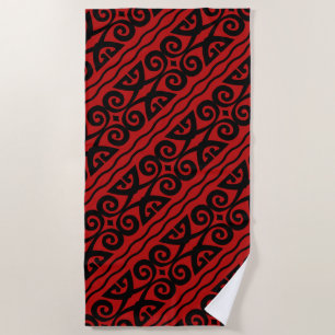 Elegant Red And Black Beach Towel