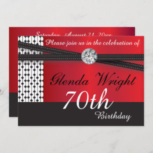 Elegant Red and Black Birthday Party Invitation