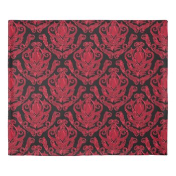 Elegant Red And Black Damask Print Duvet Cover by UROCKDezineZone at Zazzle