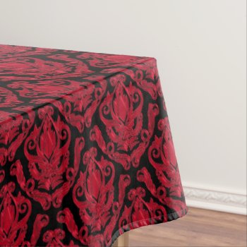 Elegant Red And Black Damask Print Tablecloth by UROCKDezineZone at Zazzle