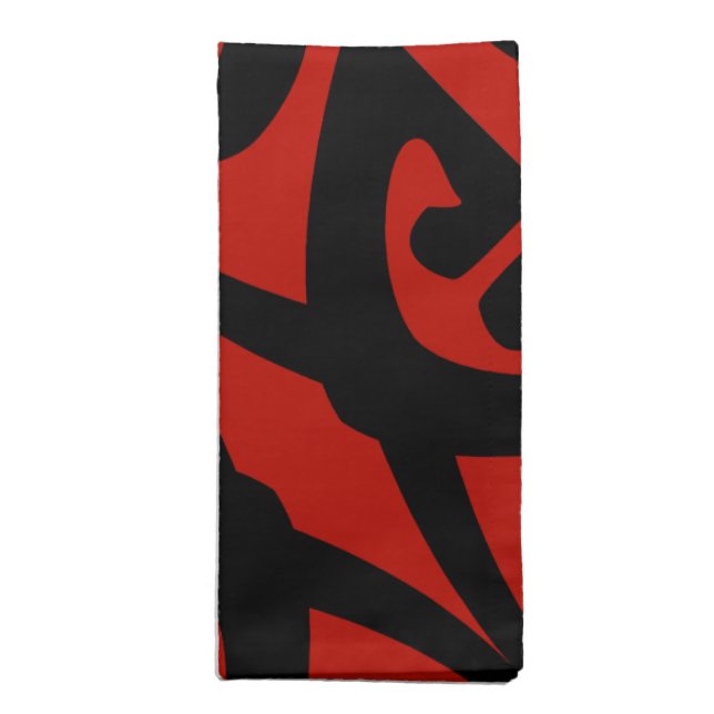 Elegant Red and Black Dinner Napkins (Folded)