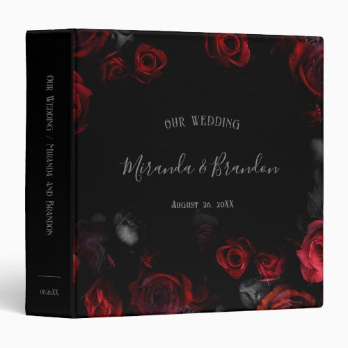 Elegant Red and Black Floral Wedding Planner 3 Ring Binder