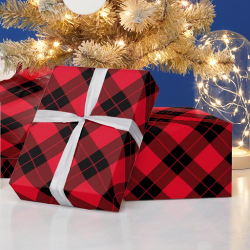 Elegant Red and Black Plaid Holiday Wrapping Paper