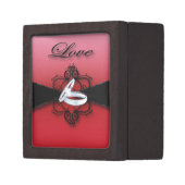 Elegant Red and Black  Premium Wedding Ring Box (Front Left)