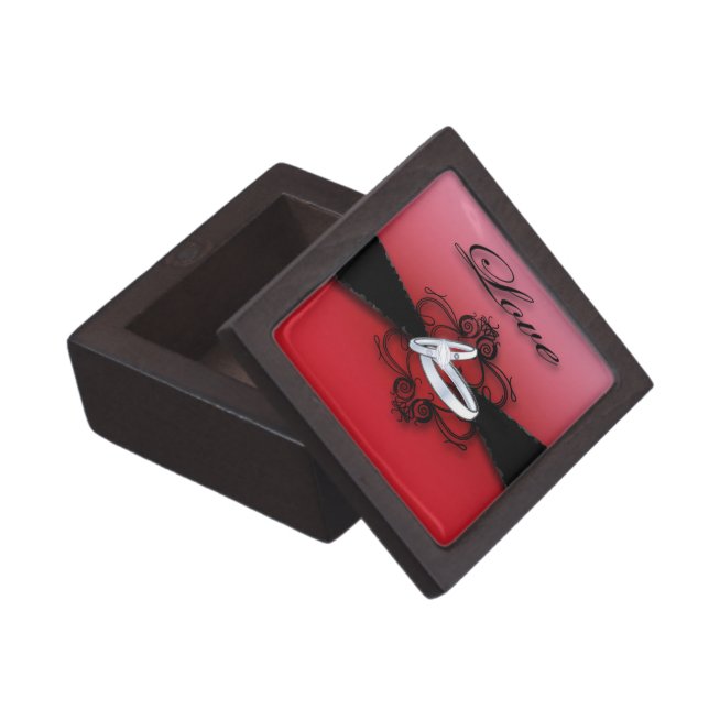Elegant Red and Black  Premium Wedding Ring Box (Opened)