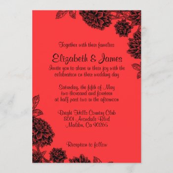 Elegant Red And Black Wedding Invitations by topinvitations at Zazzle