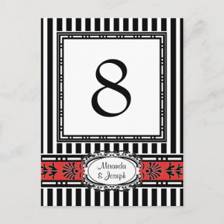 Elegant Red and Black Wedding Table Numbers