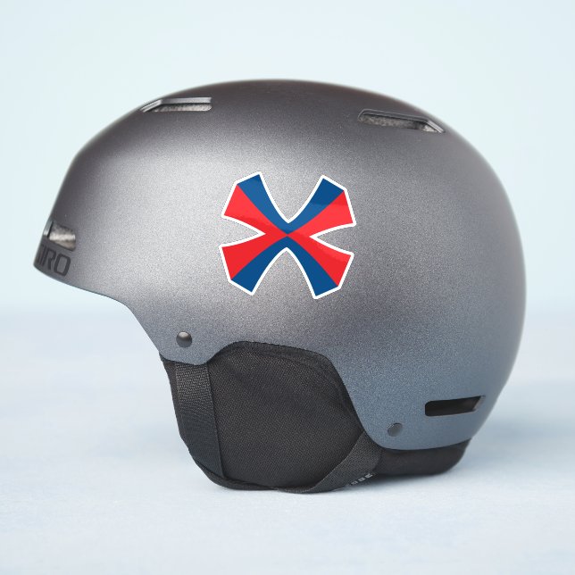 Elegant Red and Blue line Letter X Monogram Sticker (Helmet Side)