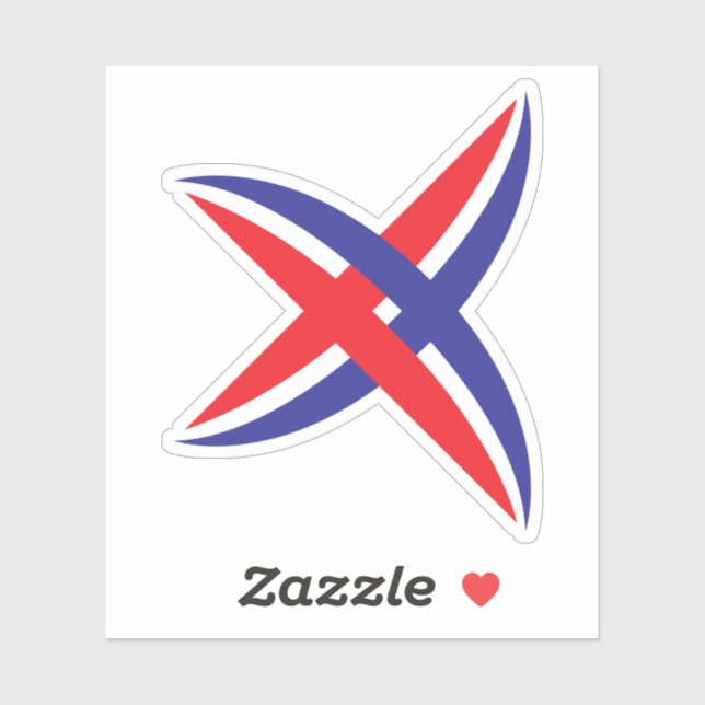 Elegant Red and Blue line Letter X Monogram Sticker (Sheet)