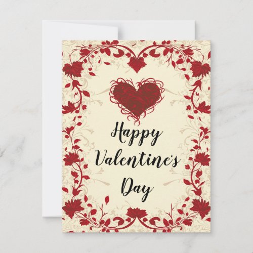 Elegant Red and Cream Valentines Day Card